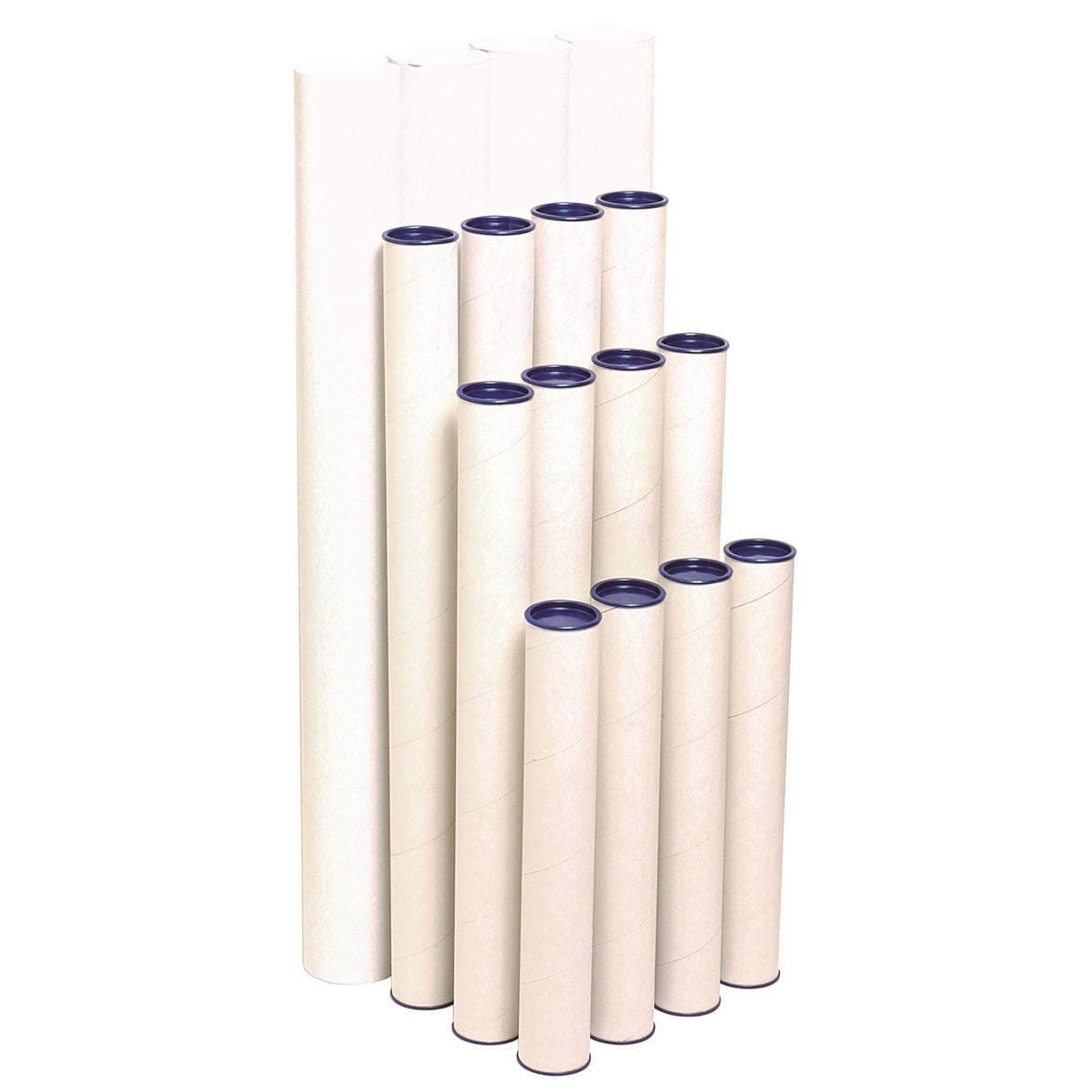 Marbig Mailing Tube 850mm x 90mm, durable corrugated design for secure shipping of rolled documents with sturdy lids.
