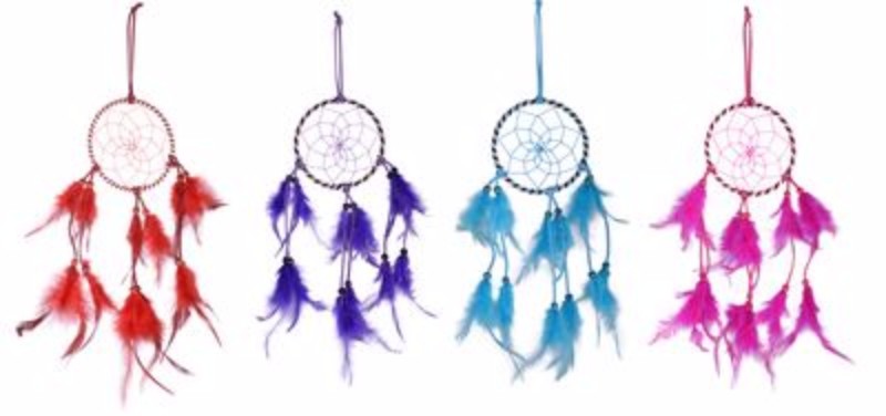 33cm handcrafted dream catcher featuring feathers and beads, perfect for home decor and capturing good dreams.