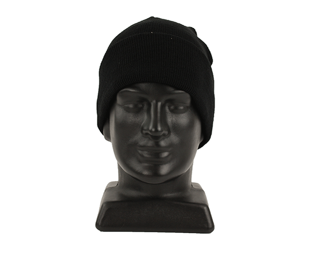 Chic black acrylic beanie for winter, offering warmth, comfort, and style for all outdoor activities.