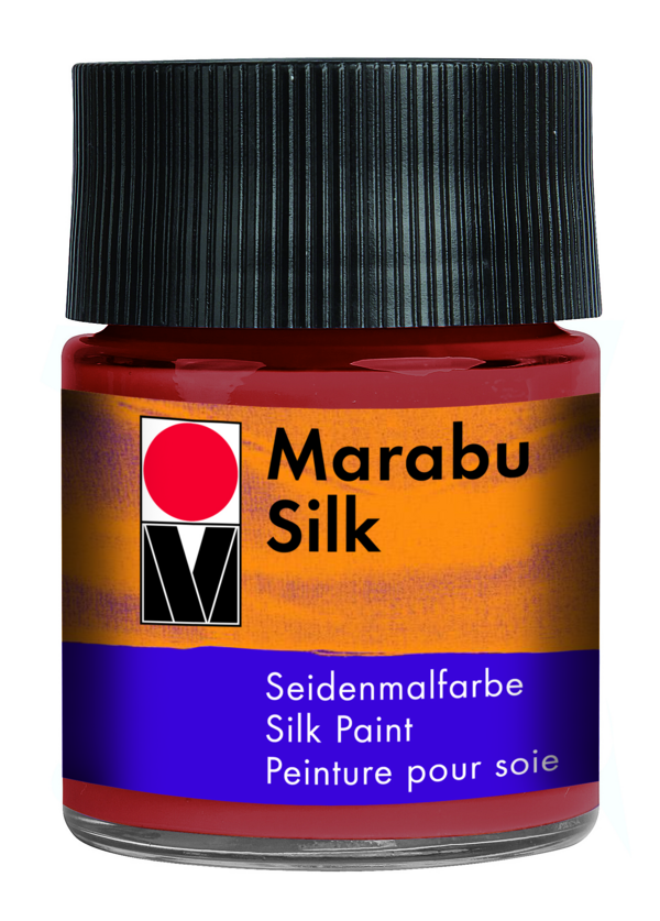 MARABU-SILK 50ml 008 TERRACOTTA fabric dye in rich terracotta, ideal for vibrant designs on light fabrics, heat-set for durability.