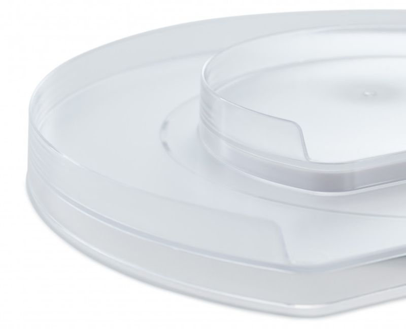 360-degree rotating fridge organizer with tiered layers for easy visibility and access to jars and condiments.