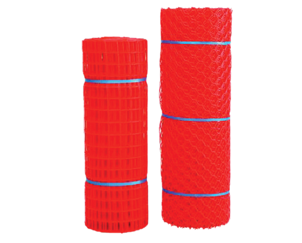 High-visibility fluorescent orange safety fence measuring 1x50m, ideal for temporary barriers at construction sites and events.