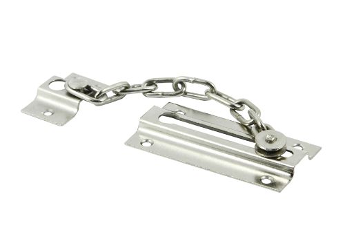 Chrome plated safety door chain, crafted from durable steel for enhanced home security and easy installation.