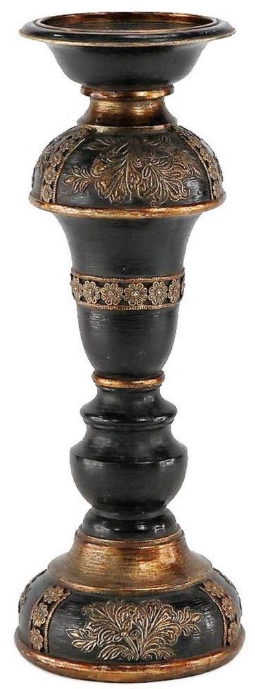 Candle Holder -Antiqued Black / Gold - 31.7 x 11.5cm