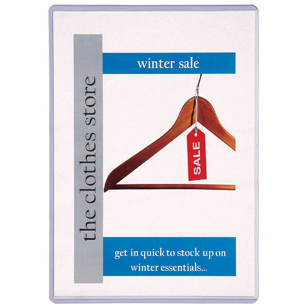 Pack of 20 Marbig A5 PVC document protectors, crystal clear, durable, wall mountable, ideal for certificates and menus.