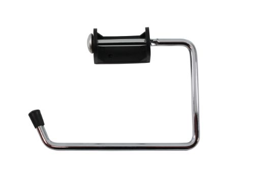 Chrome-plated toilet roll holder made of durable steel, stylish and compact, designed for modern bathrooms.