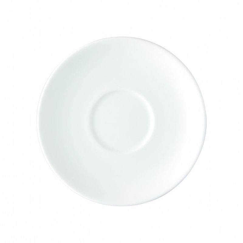 Set of 12 Royal Porcelain Chelsea saucers, 150mm, with a brilliant white finish, durable and scratch-resistant, ideal for dining.