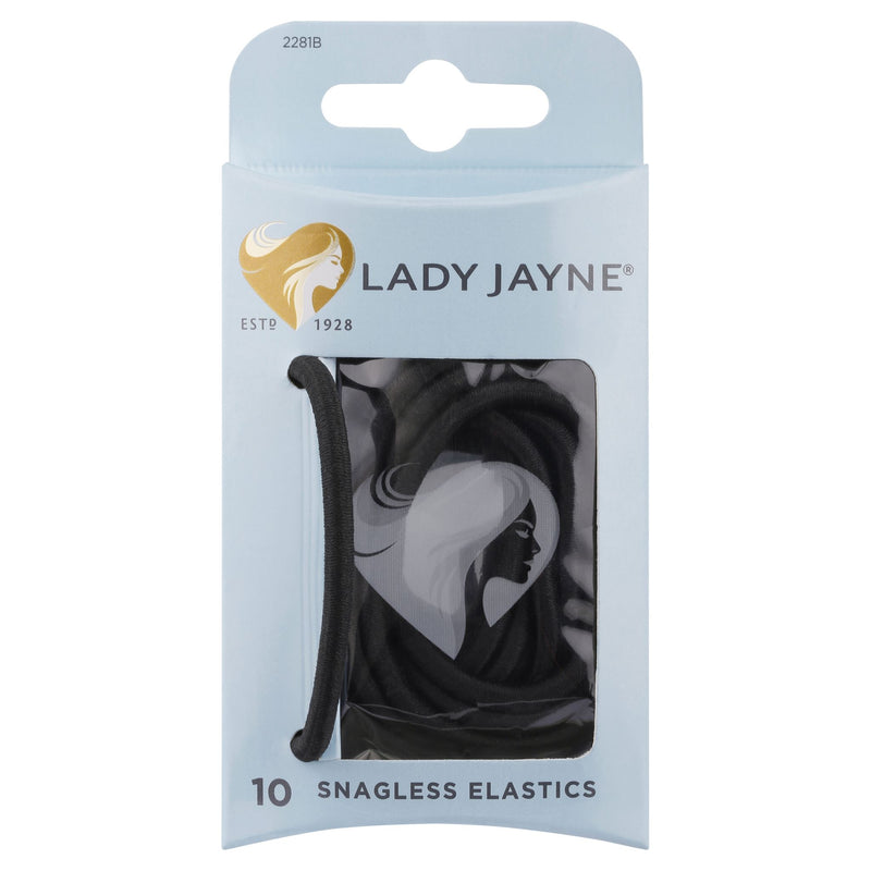 Lady Jayne Black Snagless Thick Elastics - Pk10