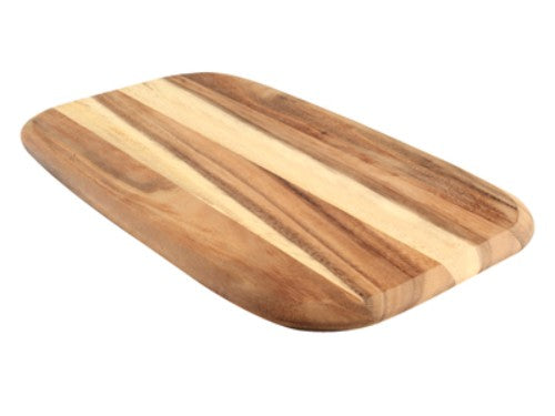 Baroque Rectangle Platter in rustic acacia wood, perfect for elegant serving and display, dimensions L470 x W270 x H20mm.