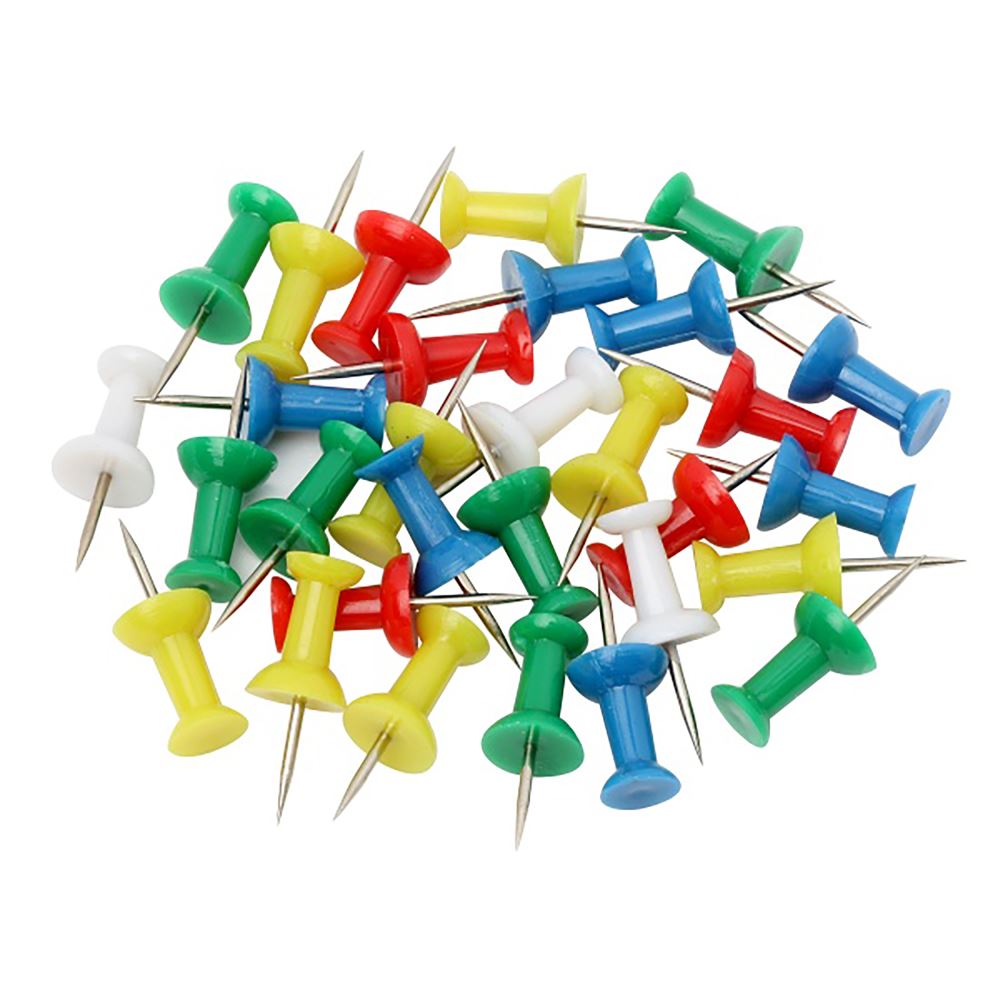 Marbig Whiteboard Hangsell Push Pins - 30 vibrant, durable push pins for organizing documents and ideas on boards.