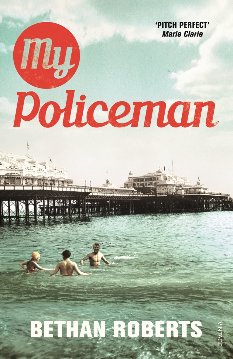 Book cover of 'My Policeman', a poignant 1950s love story set in Brighton, featuring complex relationships and societal struggles.