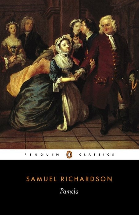 Cover of 'Pamela' by Samuel Richardson, a Penguin Classics edition showcasing a young woman's fight for virtue in 18th-century England.