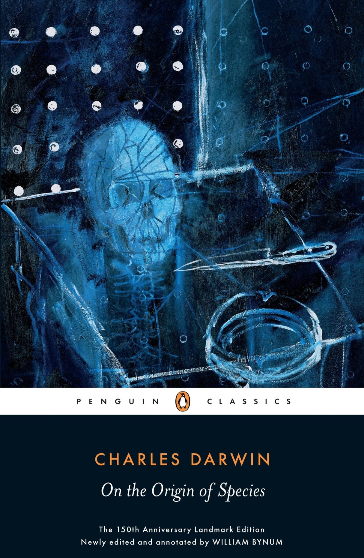 Cover of "On the Origin of Species" by Charles Darwin, designed by Damien Hirst, featuring key themes of evolution and natural selection.