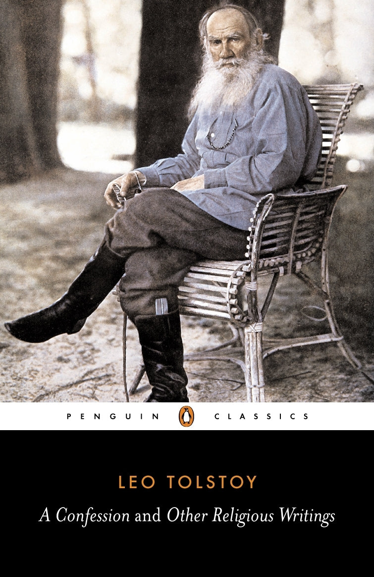 Cover of 'A Confession and Other Religious Writings' by Tolstoy, featuring a reflective journey through spirituality and self-discovery.