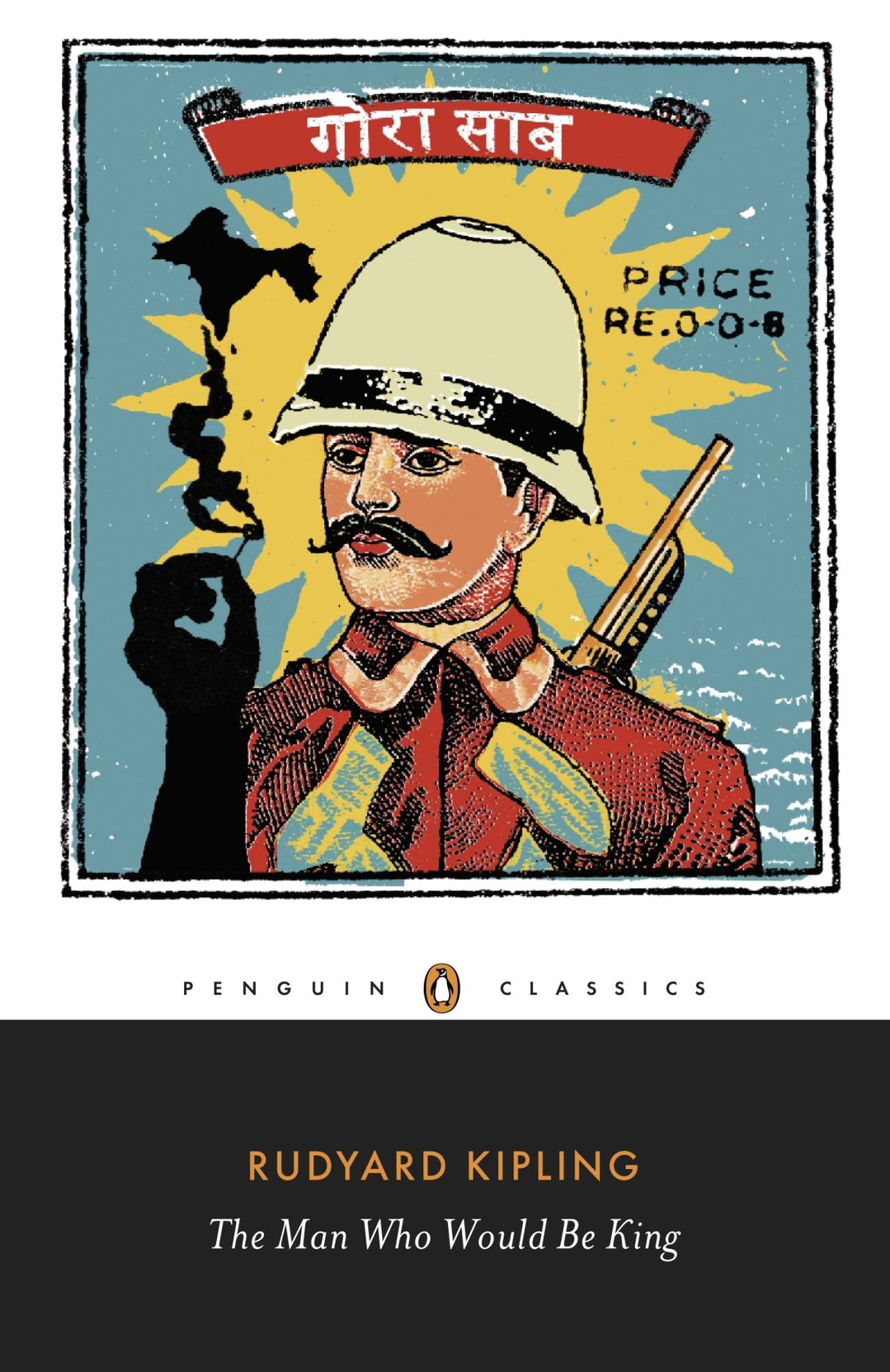 Cover of Kipling's anthology "The Man Who Would Be King", showcasing classic tales and themes of empire, madness, and childhood.