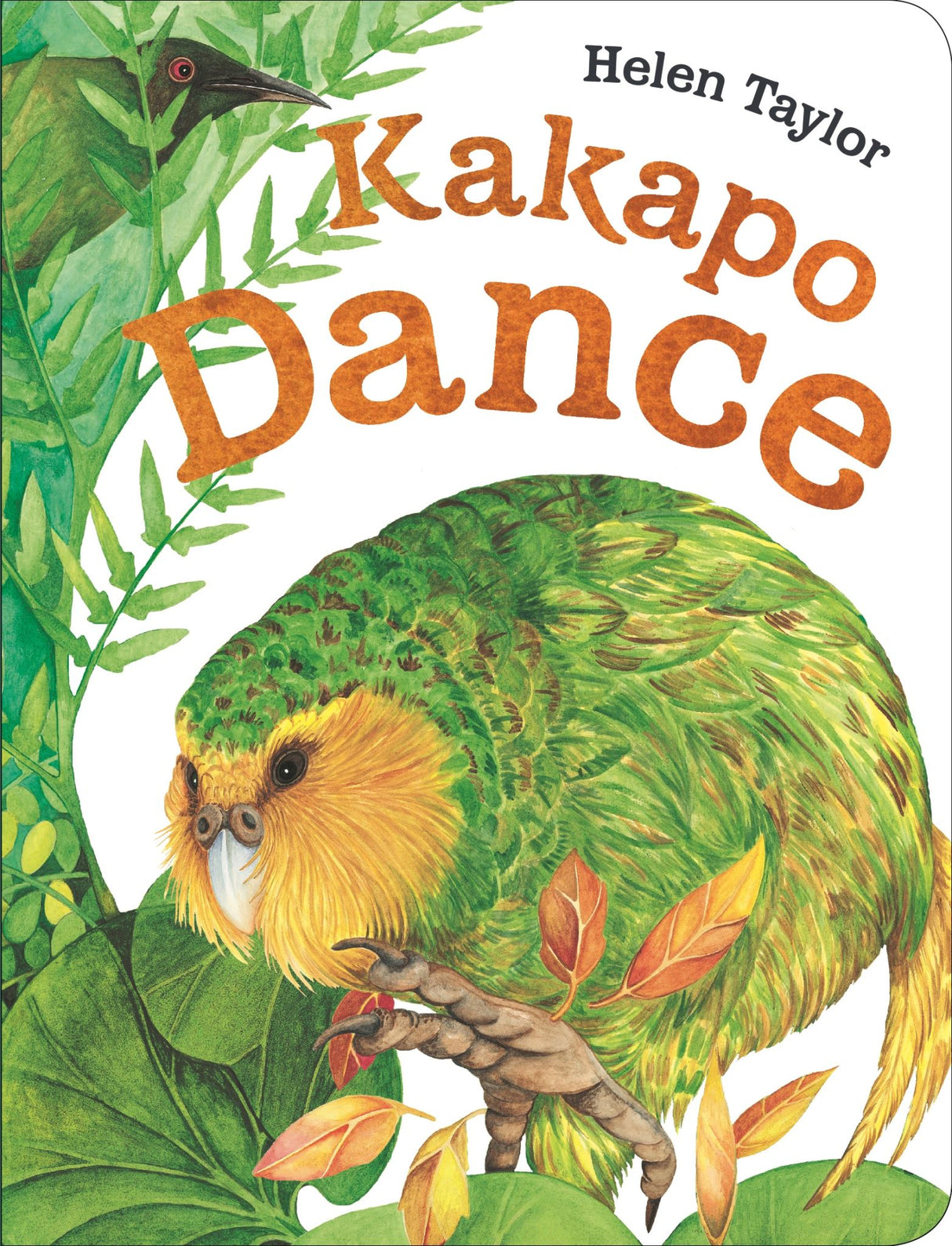 Illustrated cover of 'Kakapo Dance', a vibrant picture book celebrating New Zealand's unique birds and the joy of individuality.