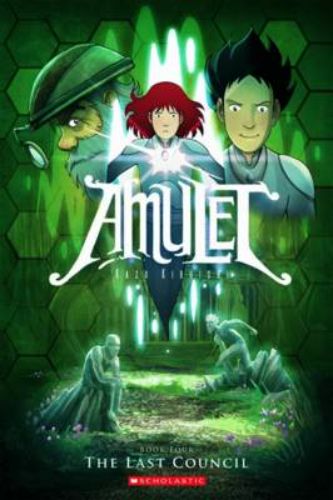Cover of "Amulet: The Last Council," showcasing Emily's quest in the mysterious town of Cielis.