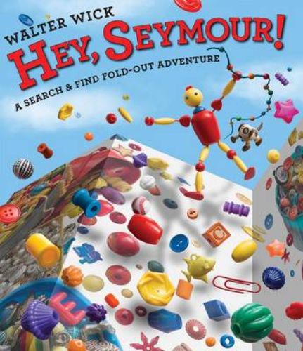 Colorful cover of "Hey, Seymour!" featuring Seymour and his dog Buttons in a fun search-and-find adventure.