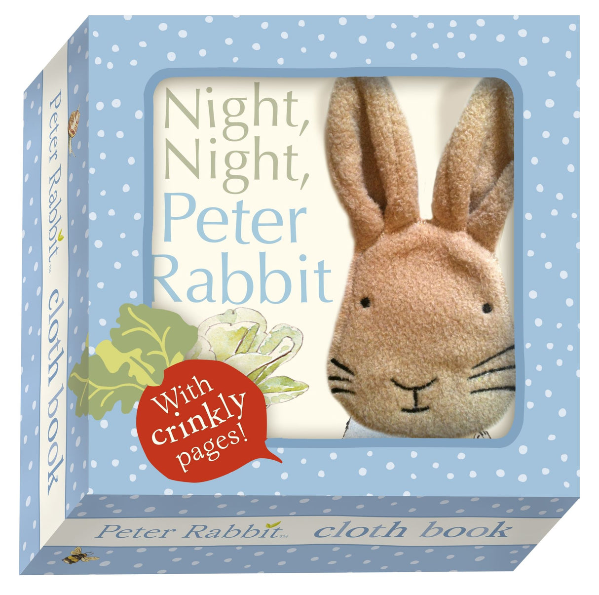 Soft cloth book featuring classic Beatrix Potter characters, perfect for bedtime stories and early language development.