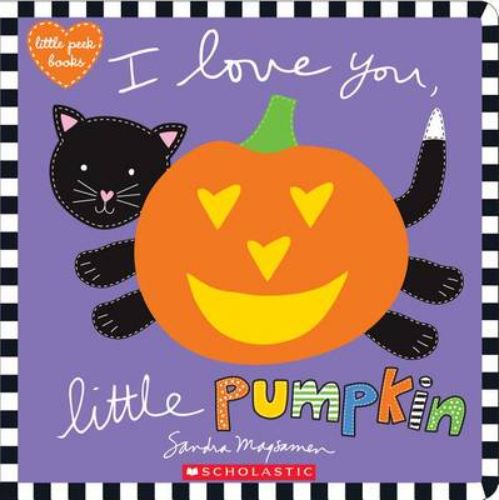 Plush-covered children's book 'I Love You, Little Pumpkin' with lift-the-flaps and vibrant Halloween illustrations for toddlers.