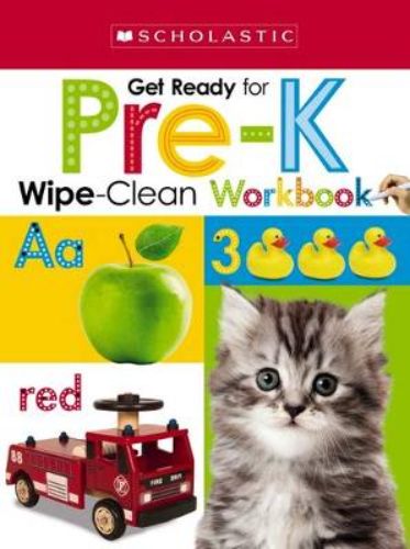 Wipe-clean preschool workbook with 56 interactive pages for tracing, writing, and drawing essential early concepts.