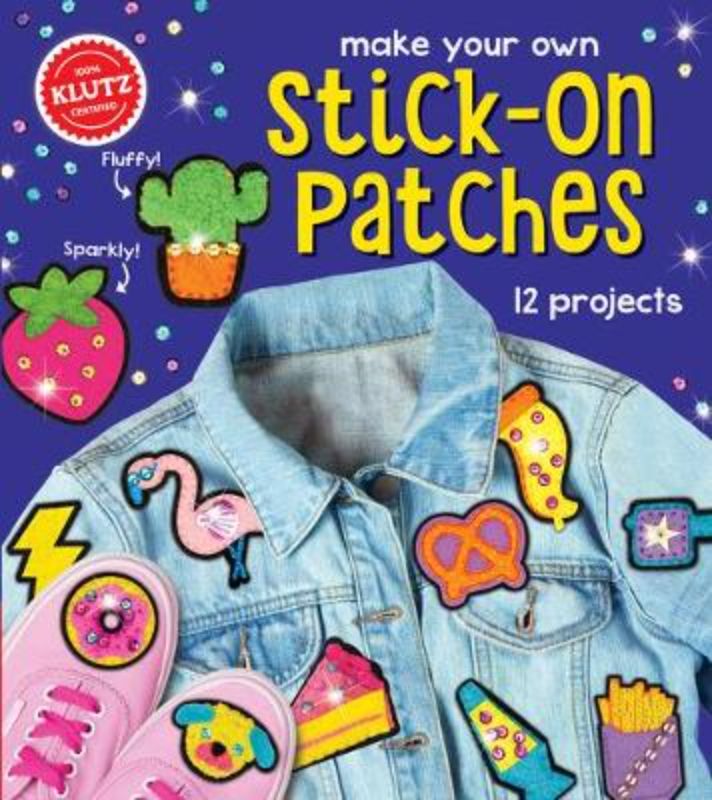 Colorful DIY stick-on patch kit with pre-cut fabric and embellishments for personalized crafting fun.