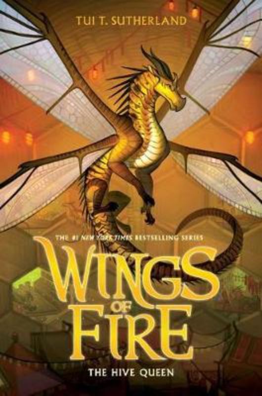 Cover of 'The Hive Queen', a hardcover novel from the Wings of Fire series, featuring dragons and adventure in a fantasy world.