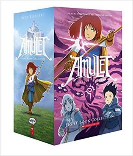 Amulet Box Set 1-8 Graphix featuring stunning illustrations and epic adventure for readers of all ages.