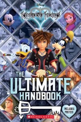 Cover of "Kingdom Hearts: The Ultimate Handbook" featuring Sora, colorful character illustrations, and a pull-out poster.