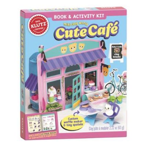 Colorful Mini Clay World: Cute Cafe kit with waffle maker and utensils for creating adorable clay treats and beverages.
