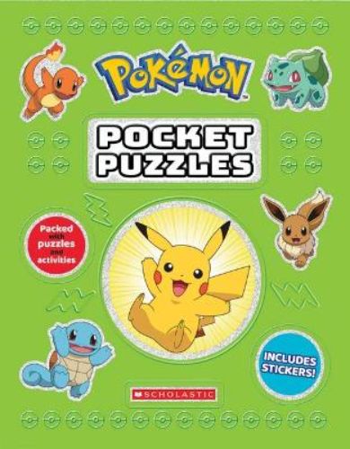 Pocket-sized Pokemon activity book with 150+ puzzles, vibrant cover, and stickers for trainers on the go.