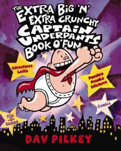Colorful hardcover collection of Captain Underpants with jokes, puzzles, and activities for creative fun and learning.