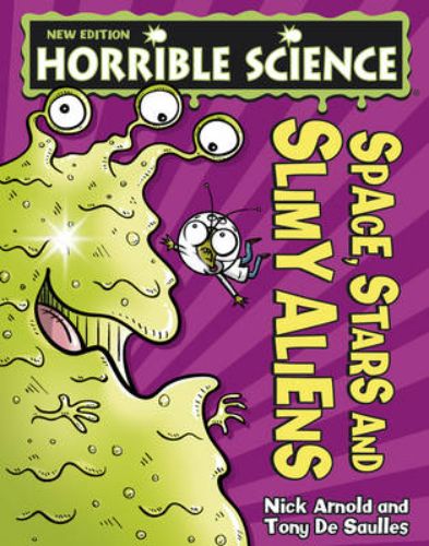 Engaging cover of 'Space, Stars and Slimy Aliens', featuring Oddblob the alien, perfect for young science explorers.