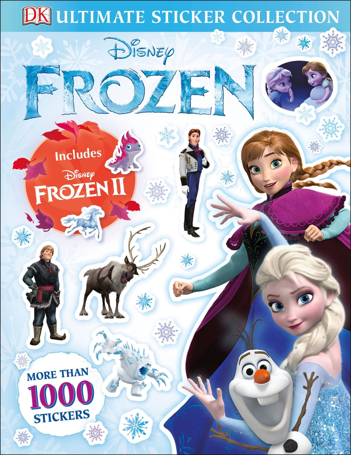 Disney Frozen Ultimate Sticker Collection featuring over 1000 vibrant stickers of Elsa, Anna, Olaf, and magical scenes.