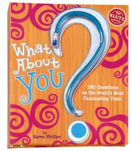 Interactive novelty book 'What About You?' features fun surveys for tween girls, encouraging self-exploration and friendship.