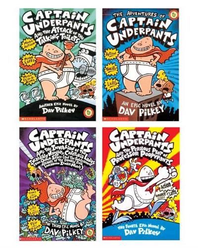 Captain Underpants Movie Box Set 1-4: Hilarious adventures with George and Harold battling quirky villains in four fun-filled stories.