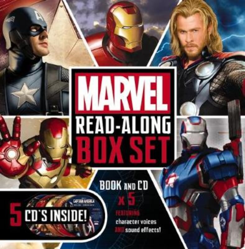 Marvel: Read-Along Box Set featuring engaging superhero stories, vibrant illustrations, and a read-along CD for young readers.