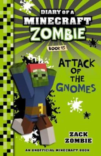 Cover of "Attack of the Gnomes," a children's book featuring Zombie and whimsical gnomes amidst a mystery of vanishing people.