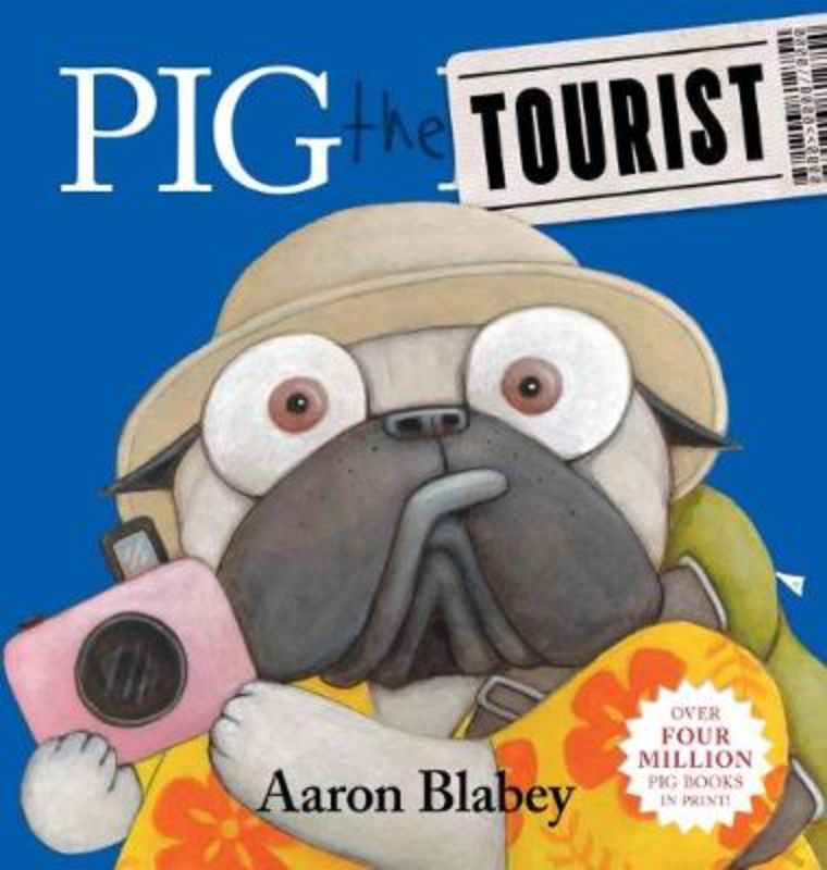 A vibrant hardback picture book featuring Pig the Pug's chaotic holiday adventures, perfect for young readers aged 3 to 7.