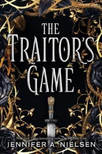 Cover of 'The Traitor's Game', featuring a strong heroine in a fantasy setting, embodying themes of loyalty and betrayal.