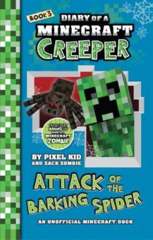 Colorful cover of 'Attack of the Barking Spider', featuring Jasper's adventurous quest in the Minecraft universe.