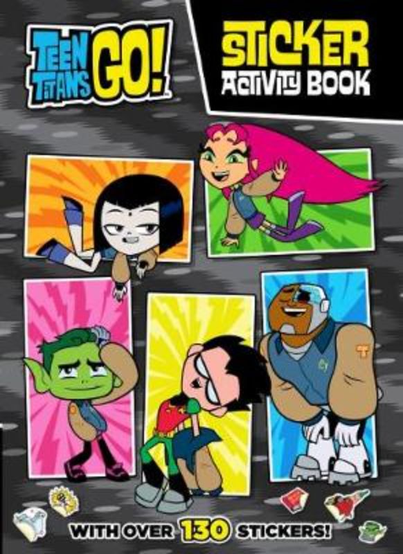 Colorful DC Teen Titans Go! Sticker Activity Book with 16 pages and 130+ stickers for creative fun and engagement.