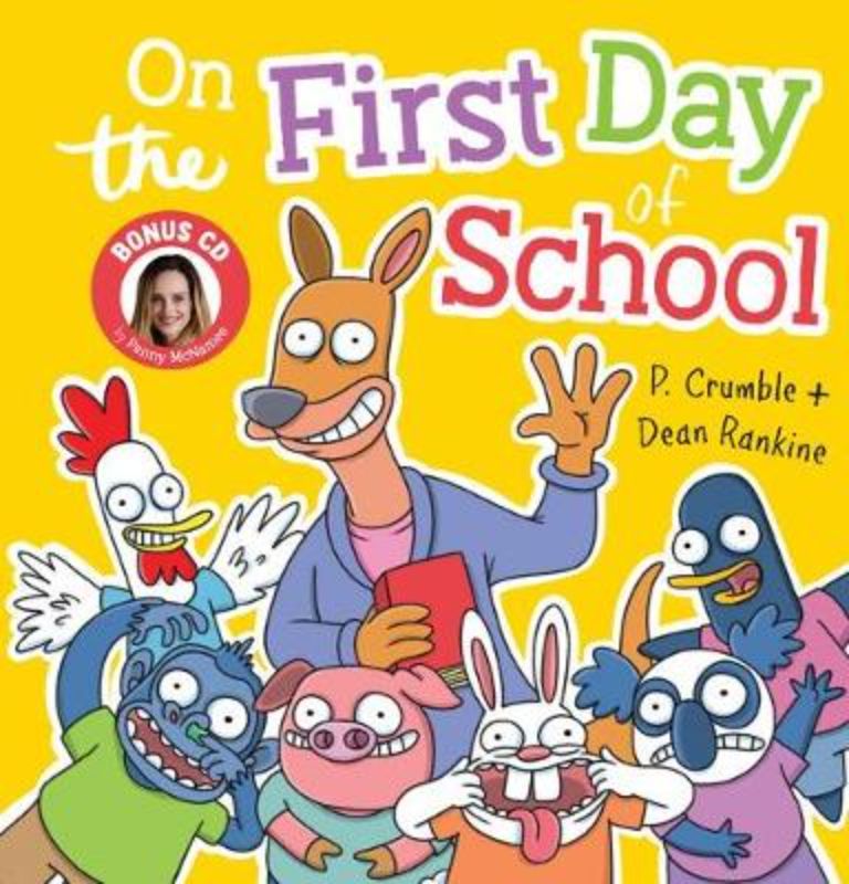 Charming children’s book 'On the First Day of School' with vibrant illustrations and a sing-along CD by Penny McNamee.