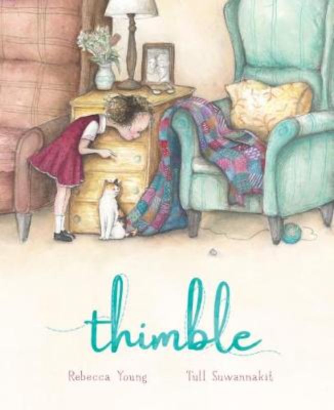 Heartwarming hardback picture book 'Mabel and the Thimble,' illustrating love and grief through Mabel's journey.
