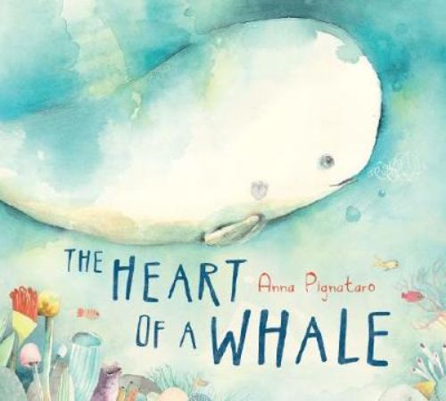 Beautifully illustrated hardcover book "Heart of a Whale" guiding young readers through themes of friendship in the ocean.