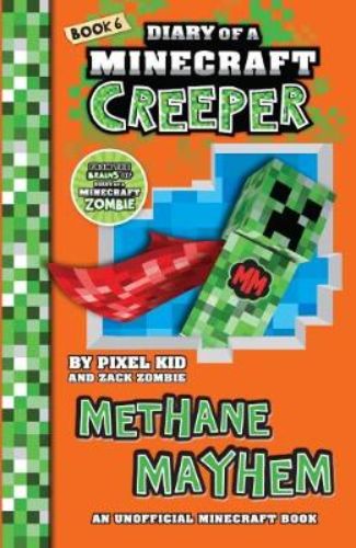 Cover of "Methane Mayhem," a vibrant children's book featuring Jasper the Creeper as he embarks on adventurous rescues in Minecraft.
