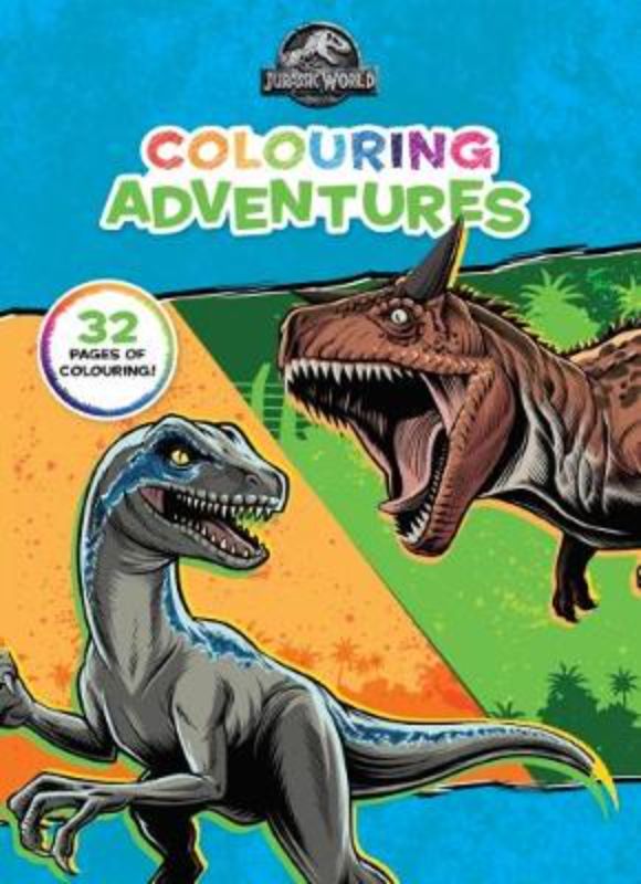 Colouring book for kids featuring 32 pages of dinosaurs from Jurassic World to spark creativity and fine motor skills.
