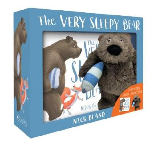 A cozy bedtime set featuring a hardback book and an adorable plush bear for children's bedtime stories.