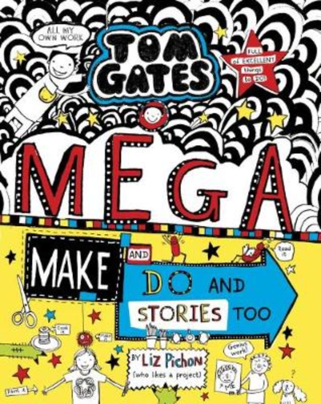 Illustrated cover of *Mega Make and Do and Stories Too*, a creative activity book for kids featuring games and doodling.