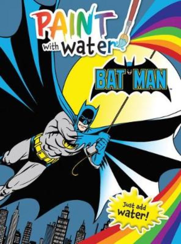 Interactive Batman-themed paint with water book, featuring 32 pages for kids to color their favorite characters mess-free.